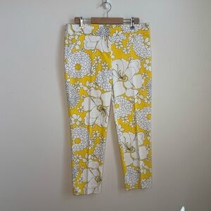 Trina Turk Floral Cropped Ankle Yellow and White Pants Size 6